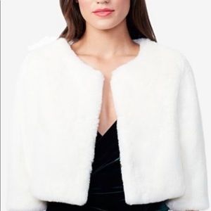 Calvin Klein White Teddy Faux Fur Open Dress Shrug